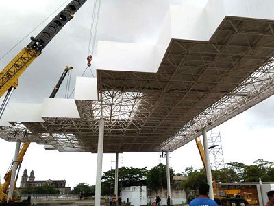 Steel Space Frame Structure Gas Station Canopy