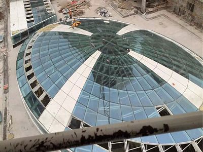 Aluminium Skylight Frame Flat Glass Roof For Recreation Building Hall
